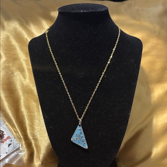 Prada Jewelry - Prada Silver with Blue Triangle Pendant